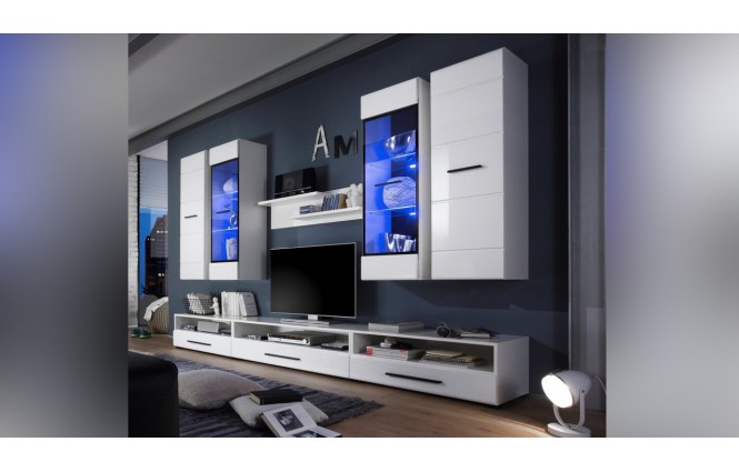 Wall unit LAUREN with LED High Gloss